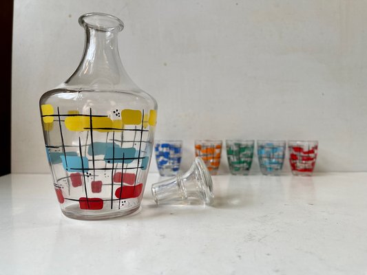 Mid-Century French Decanter Set in Glass, 1950s, Set of 6-LCR-1384696