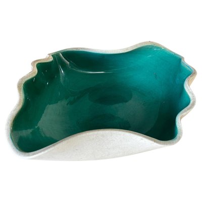 Mid-Century French Decorative Green Ceramic Dish attributed to Elchinger, 1960s-UR-1815734