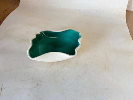 Mid-Century French Decorative Green Ceramic Dish attributed to Elchinger, 1960s-UR-1815734