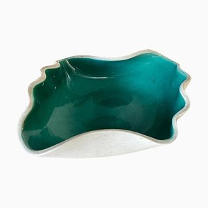 Mid-Century French Decorative Green Ceramic Dish attributed to Elchinger, 1960s-UR-1815734