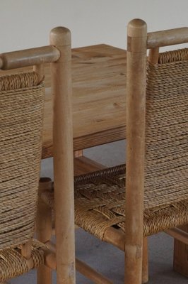 Mid-Century French Elm Naturalist Woven Highback Chairs by Charlotte Perriand, 1960s, Set of 6-MXF-1452512