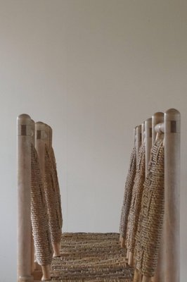 Mid-Century French Elm Naturalist Woven Highback Chairs by Charlotte Perriand, 1960s, Set of 6-MXF-1452512