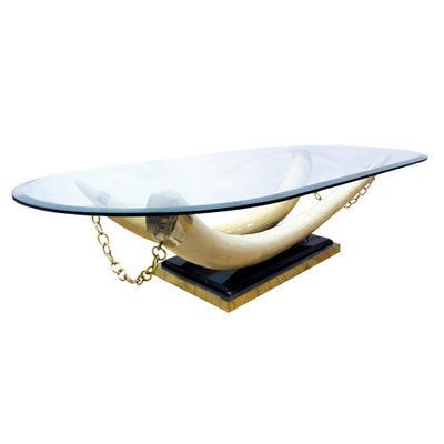 Mid-Century French Faux Ivory Tusk Coffee Table, 1970s-CQZ-606175