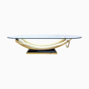 Mid-Century French Faux Ivory Tusk Coffee Table, 1970s-CQZ-606175