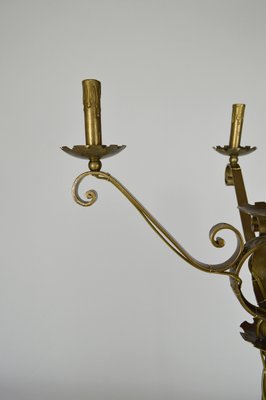 Mid-Century French Gilt Wrought Iron Floor Lamp, 1950s-XNH-564546