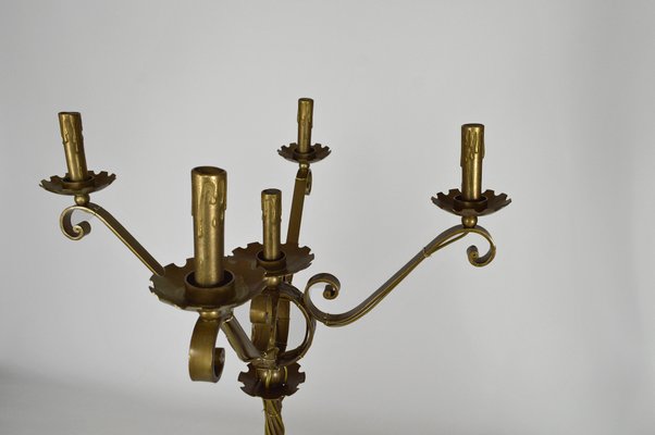 Mid-Century French Gilt Wrought Iron Floor Lamp, 1950s-XNH-564546