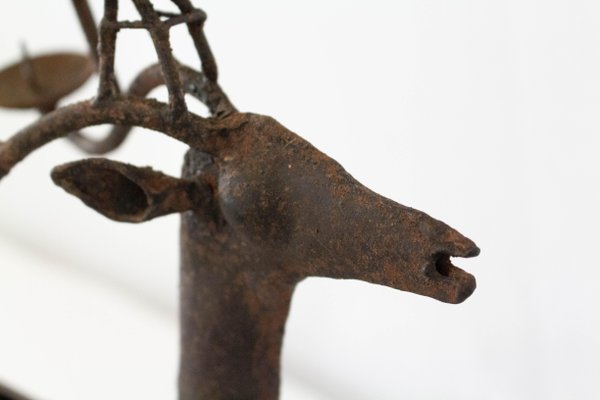 Mid-Century French Iron Deer Candleholder, 1960s-RIU-767440