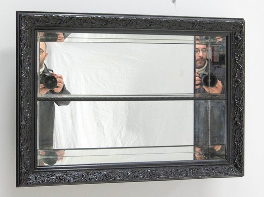 Mid-Century French Louis XV style Decorative Mirrored Shelf with Stucco Frame, 1960s-RIU-1373768