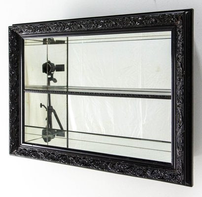 Mid-Century French Louis XV style Decorative Mirrored Shelf with Stucco Frame, 1960s-RIU-1373768