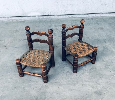 Mid-Century French Low Rush Chairs by Charles Dudouyt, 1950s, Set of 2-RQV-1094426