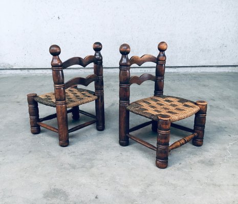 Mid-Century French Low Rush Chairs by Charles Dudouyt, 1950s, Set of 2-RQV-1094426