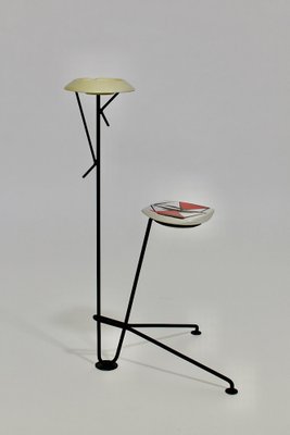 Mid-Century French Metal Ceramic Standing Ashtray by Michel Buffet, 1950s-NB-1337960