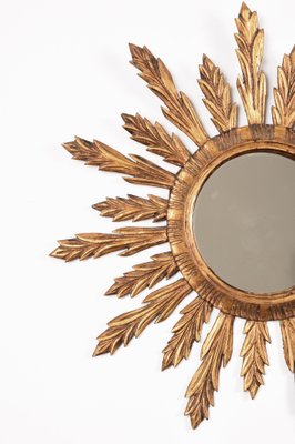 Mid-Century French Modern Gilded Wood Sunburst Wall Mirror, 1950s-JDR-1126036