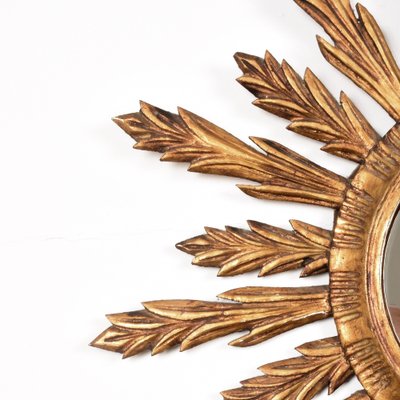 Mid-Century French Modern Gilded Wood Sunburst Wall Mirror, 1950s-JDR-1126036