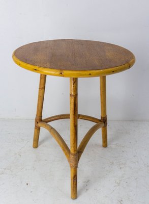 Mid-Century French Modern Rattan Side Table, 1950-RIU-1215332