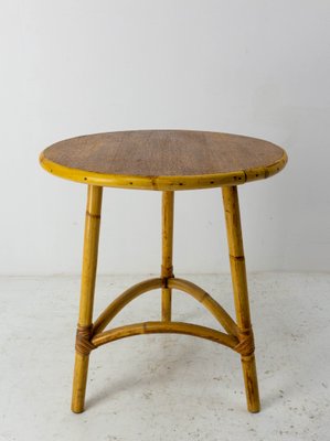 Mid-Century French Modern Rattan Side Table, 1950-RIU-1215332