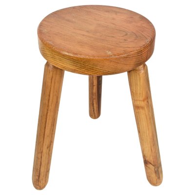 Mid-Century French Modern Wooden Tripod Stool in the style of Charlotte Perriand, 1950s-JDR-1125499