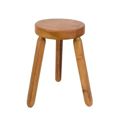 Mid-Century French Modern Wooden Tripod Stool in the style of Charlotte Perriand, 1950s-JDR-1125499