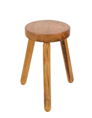 Mid-Century French Modern Wooden Tripod Stool in the style of Charlotte Perriand, 1950s-JDR-1125499