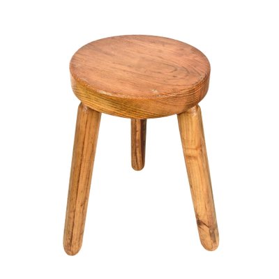 Mid-Century French Modern Wooden Tripod Stool in the style of Charlotte Perriand, 1950s-JDR-1125499