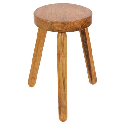 Mid-Century French Modern Wooden Tripod Stool in the style of Charlotte Perriand, 1950s-JDR-1125499