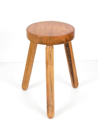 Mid-Century French Modern Wooden Tripod Stool in the style of Charlotte Perriand, 1950s-JDR-1125499