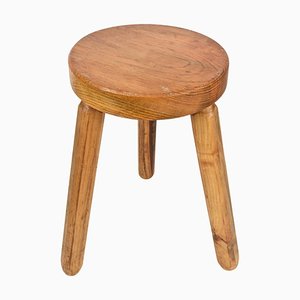 Mid-Century French Modern Wooden Tripod Stool in the style of Charlotte Perriand, 1950s-JDR-1125499