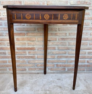 Mid-Century French Modernist Triangular Wooden Side Table with Marquetry, 1950s-NOU-1733656