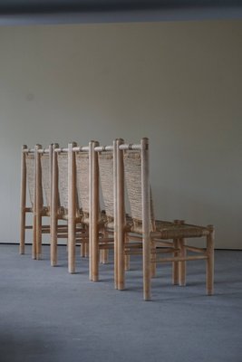 Mid-Century French Naturalist Woven Chairs in Solid Elm by Pierre Chapo, 1960s, Set of 6-MXF-950920