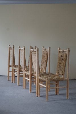 Mid-Century French Naturalist Woven Chairs in Solid Elm by Pierre Chapo, 1960s, Set of 6-MXF-950920