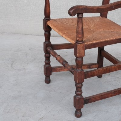 Mid-Century French Oak and Rush Armchairs, Set of 2-JRP-1115073