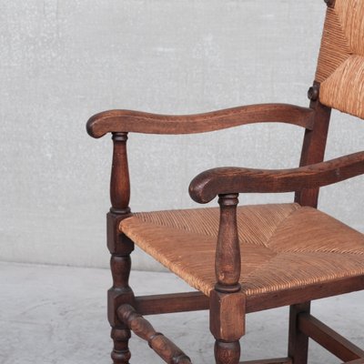 Mid-Century French Oak and Rush Armchairs, Set of 2-JRP-1115073