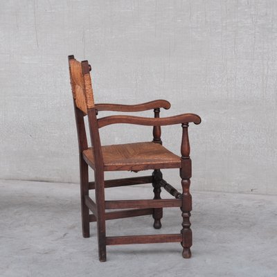 Mid-Century French Oak and Rush Armchairs, Set of 2-JRP-1115073