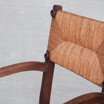 Mid-Century French Oak and Rush Armchairs, Set of 2-JRP-1115073