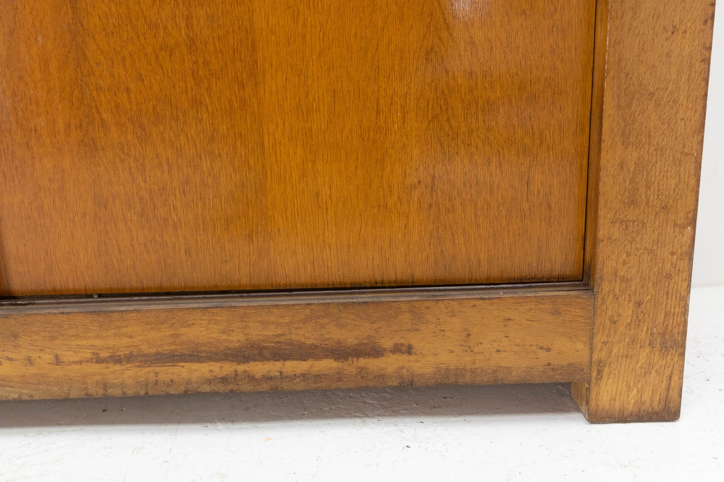 Mid-Century French Oak Buffet Enfilade Sideboard Credenza with Four Sliding Doors