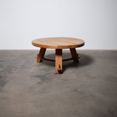 Mid-Century French Oak Tripod Coffee Table, 1960s-FPZ-1822780