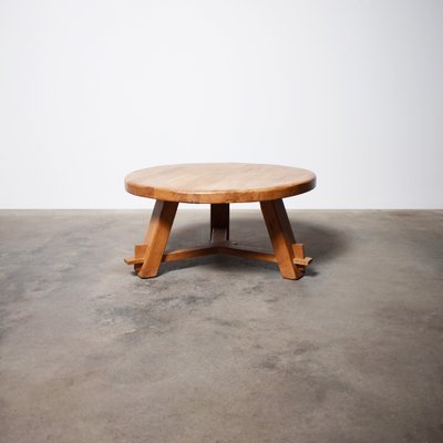 Mid-Century French Oak Tripod Coffee Table, 1960s-FPZ-1822780