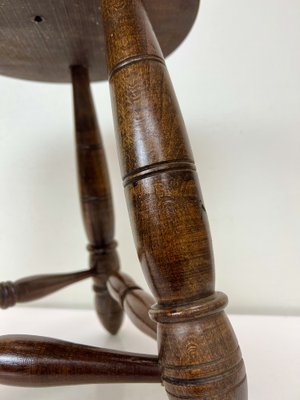 Mid-Century French Oak Tripod Stool in the Style of Charles Dudouyt, 1950s-WZZ-1447354