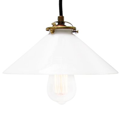 Mid-Century French Opaline Glass and Brass Pendant Lamp-BLS-715956