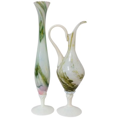 Mid-Century French Opaline Vases, Set of 2-RIU-827609