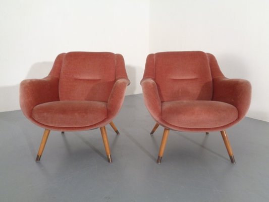 Mid-Century French Organic Mohair Lounge Chairs, 1960s, Set of 2-RDW-707835