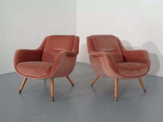 Mid-Century French Organic Mohair Lounge Chairs, 1960s, Set of 2-RDW-707835