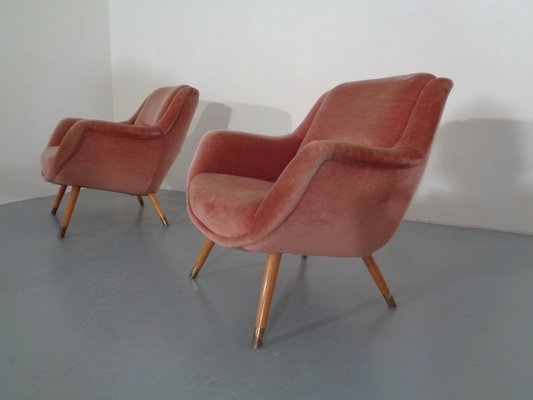 Mid-Century French Organic Mohair Lounge Chairs, 1960s, Set of 2-RDW-707835