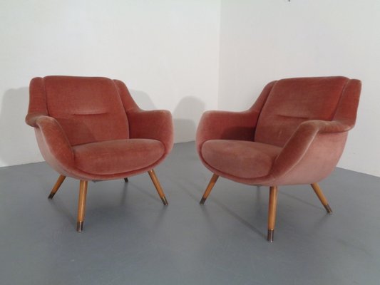 Mid-Century French Organic Mohair Lounge Chairs, 1960s, Set of 2-RDW-707835