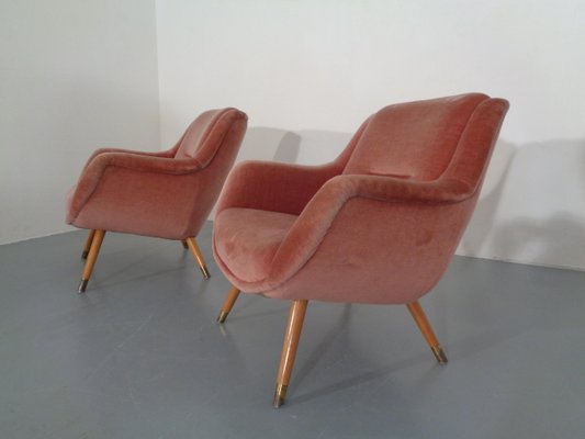 Mid-Century French Organic Mohair Lounge Chairs, 1960s, Set of 2-RDW-707835