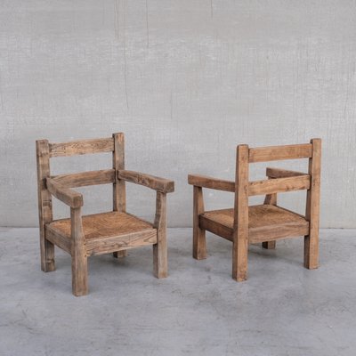 Mid-Century French Primitive Armchair in Oak and Rush-JRP-1253910