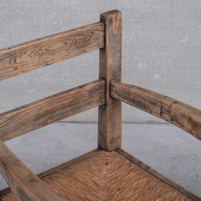 Mid-Century French Primitive Armchair in Oak and Rush-JRP-1253910