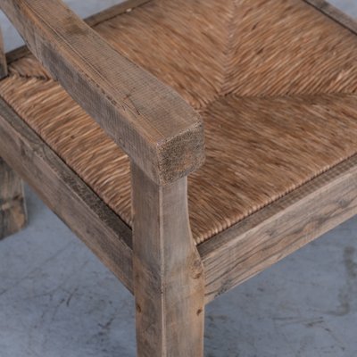 Mid-Century French Primitive Armchair in Oak and Rush-JRP-1253910