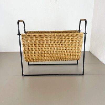 Mid-Century French Rattan Magazine Holder, 1950s-QZ-1343160