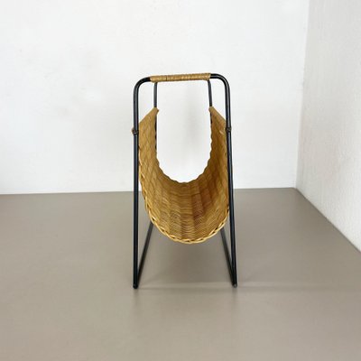 Mid-Century French Rattan Magazine Holder, 1950s-QZ-1343160